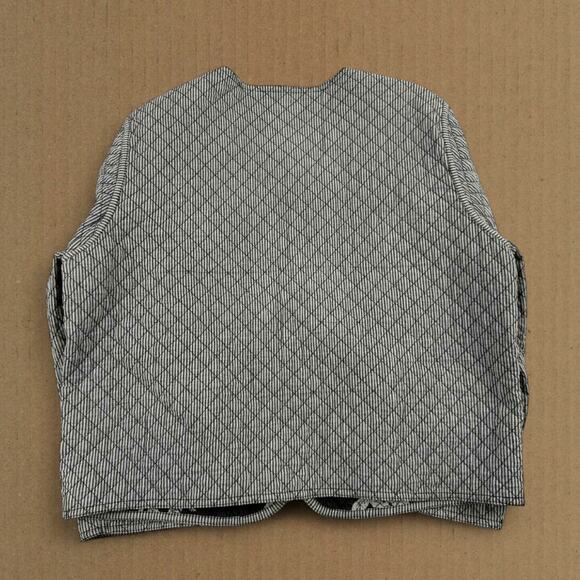 Vintage Quilt Floral Striped Reversible Brown Gray Jacket Fits like Short Large - Picture 7 of 7